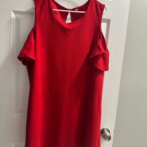 Chic Red Ruffle Sleeve Mini Dress